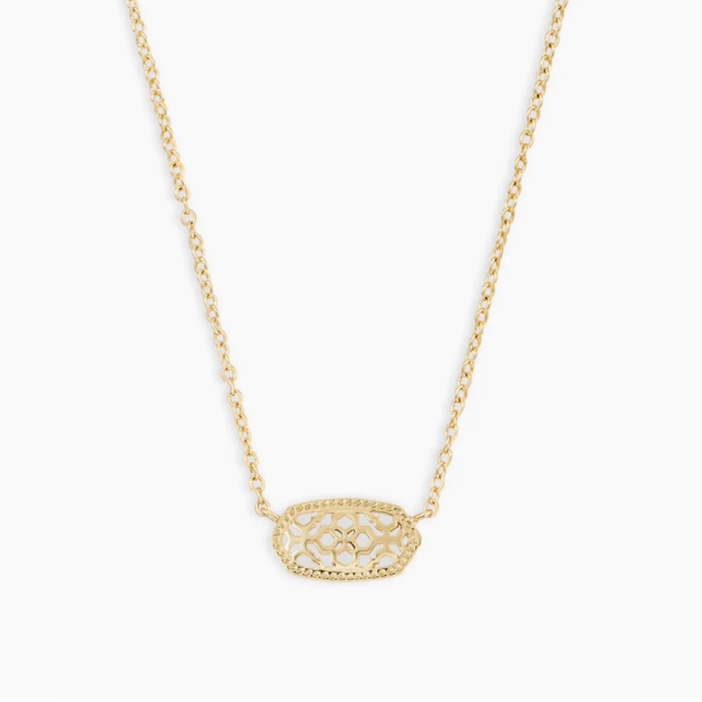 Elisa Gold Pendant Necklace in Gold Filigree
